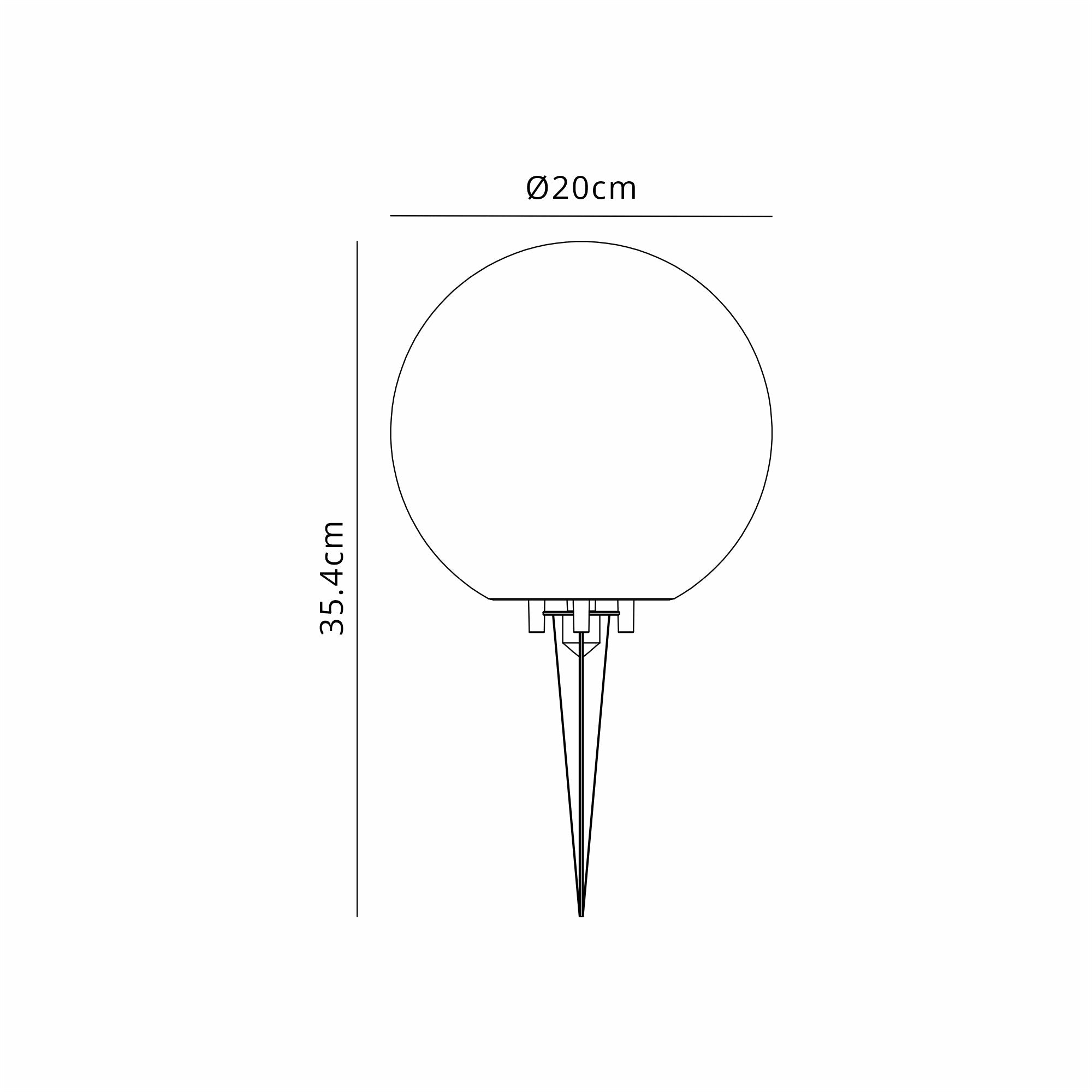 Luminosity Designs Ltd - Delores 20cm Ball Light With Ground Spike, 24V DC, 2W LED, 3000K, - Luminosity Designs Ltd