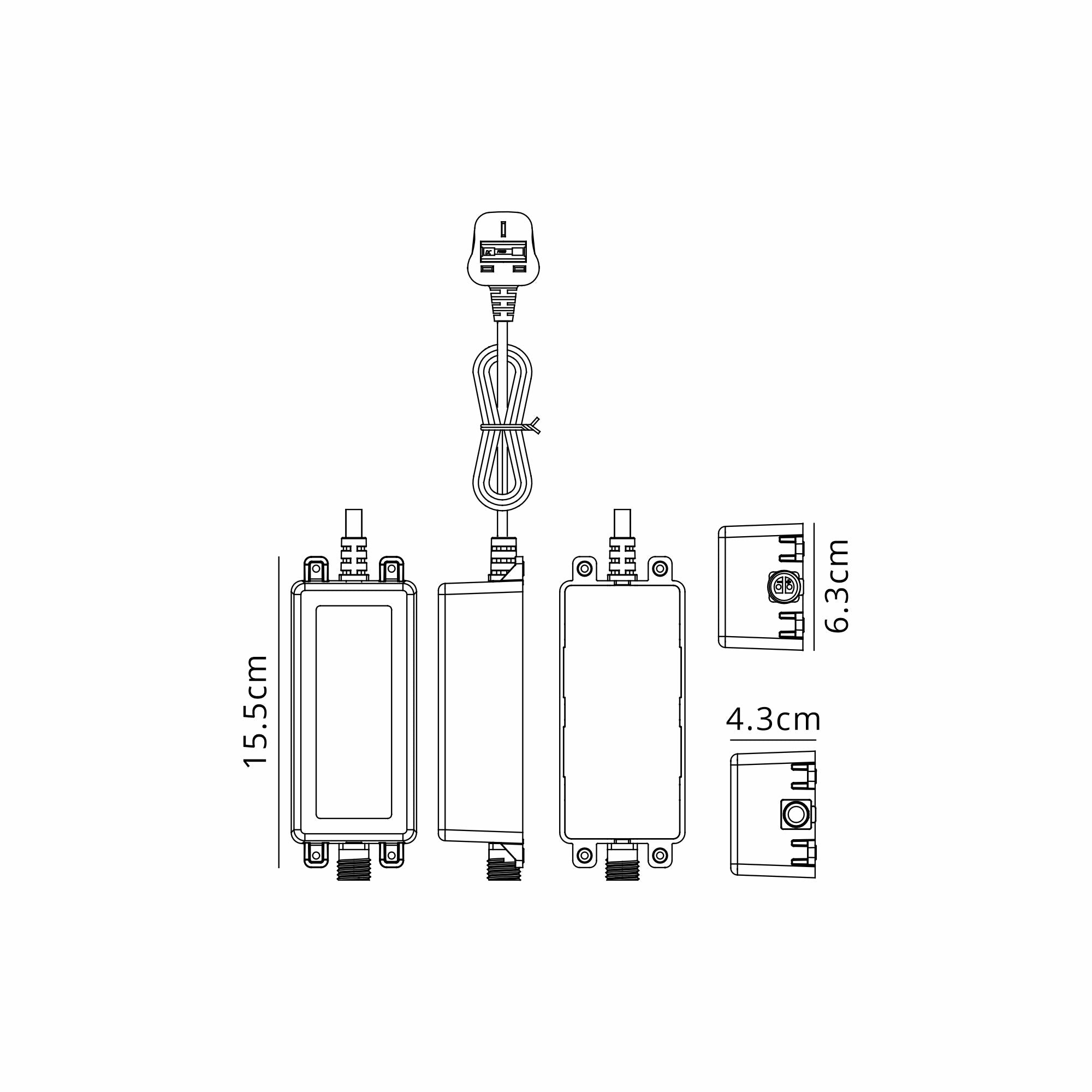 Luminosity Designs Ltd - Delores 24V DC 90W Plug - On - Lead, Inline LED Power Supply, c/w 1.5m Blockns Cable, IP65, 3yrs Warranty - Luminosity Designs Ltd