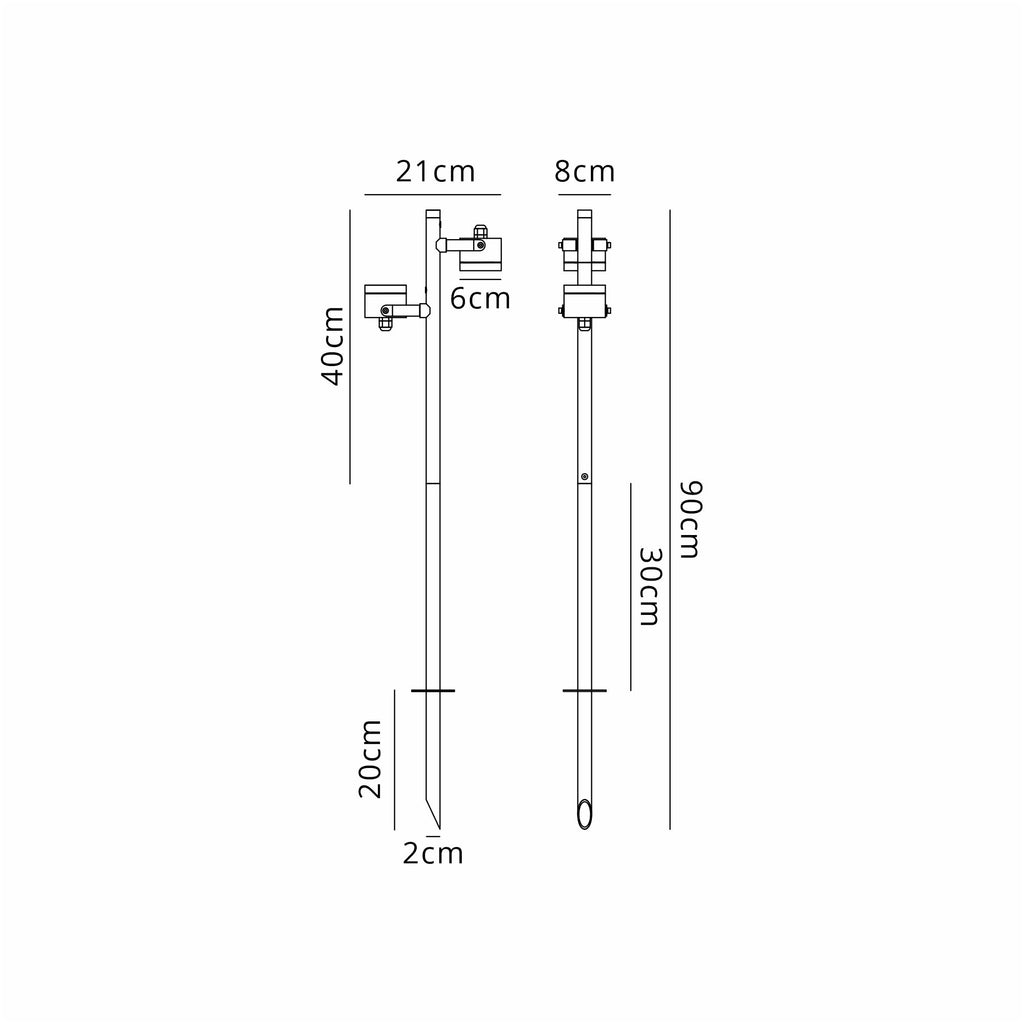 Luminosity Designs Ltd - Delores 24V DC Post Spot, 2 in 1 Ground Spike/Fixed Base, 2 x 3W LED, 3000K, - Luminosity Designs Ltd