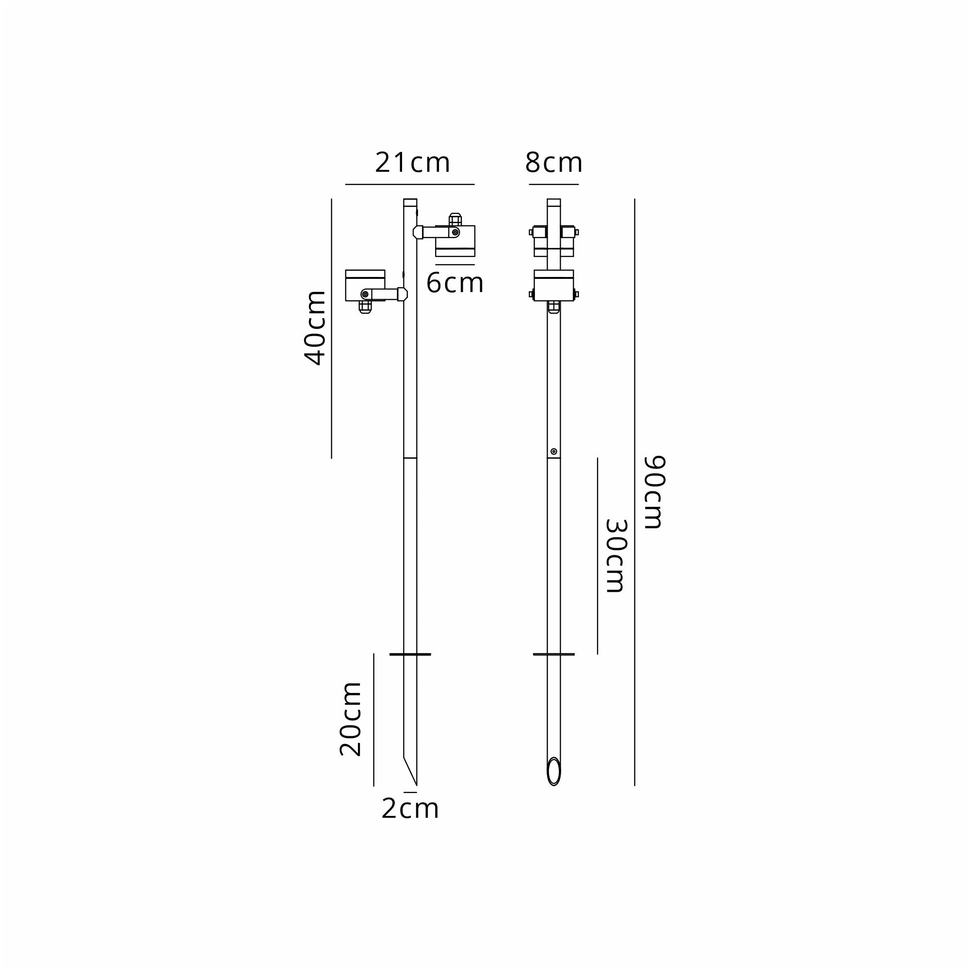 Luminosity Designs Ltd - Delores 24V DC Post Spot, 2 in 1 Ground Spike/Fixed Base, 2 x 3W LED, 3000K, - Luminosity Designs Ltd