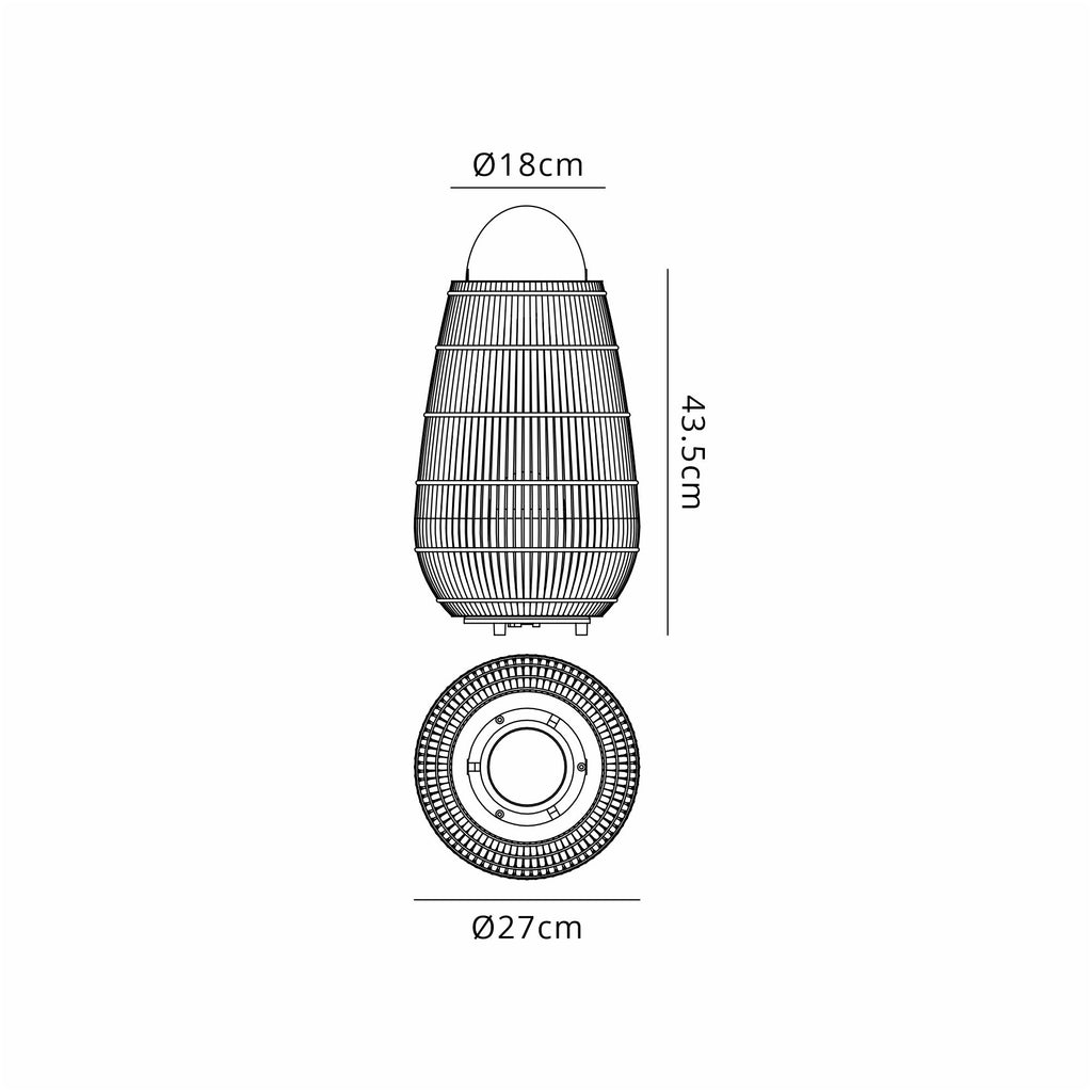Luminosity Designs Ltd - Delores Connectable 30cm Rattan Plastic Portable Lamp, 24V DC, 1 x E27 - Luminosity Designs Ltd