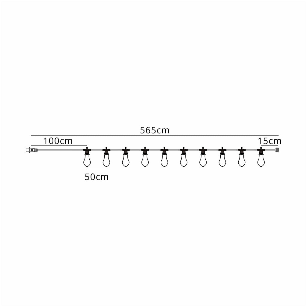 Luminosity Designs Ltd - Delores Festoon, 24V DC, 5m, Total 3.6W Integrated LED, 2700K - Luminosity Designs Ltd