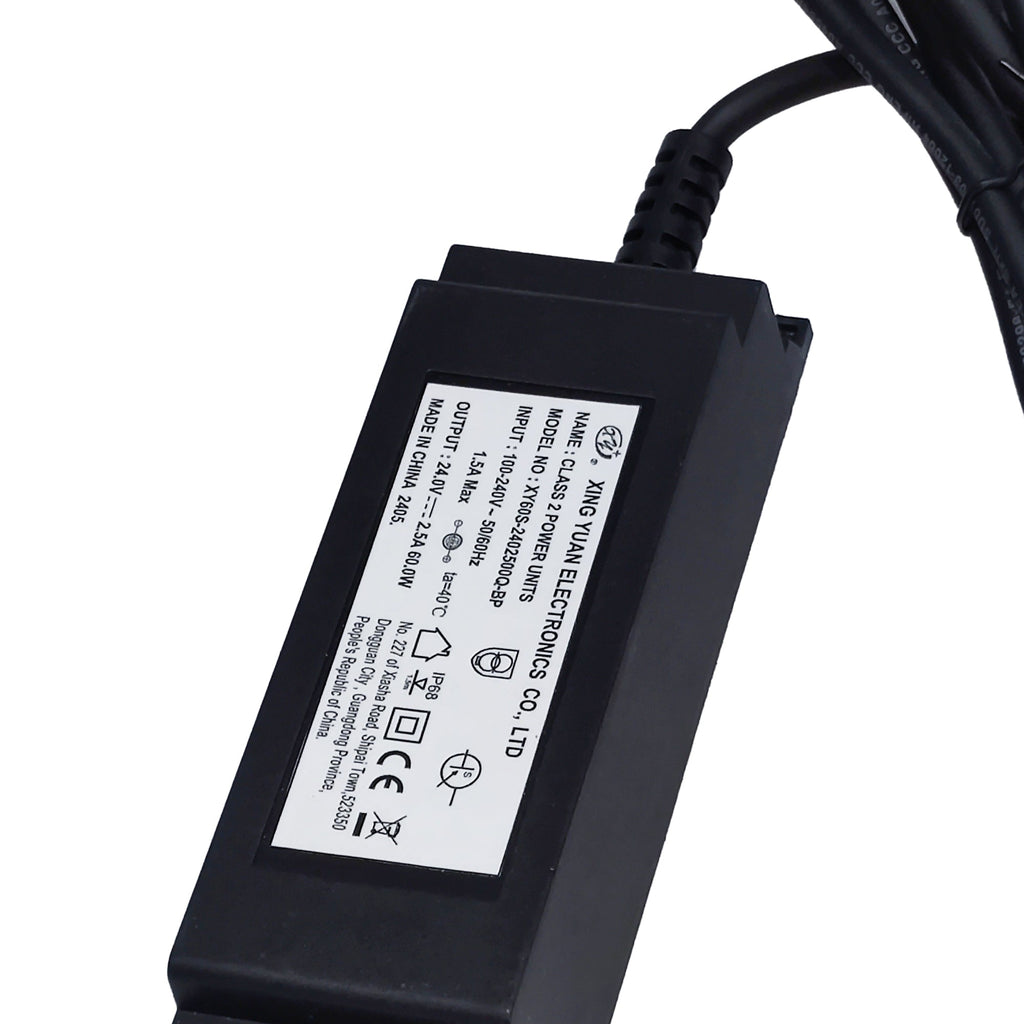 Luminosity Designs Ltd - Delores IP65 24V DC 60W Plug - On - Lead, Inline LED Power Supply, c/w 1.5m Blockns Cable - Luminosity Designs Ltd