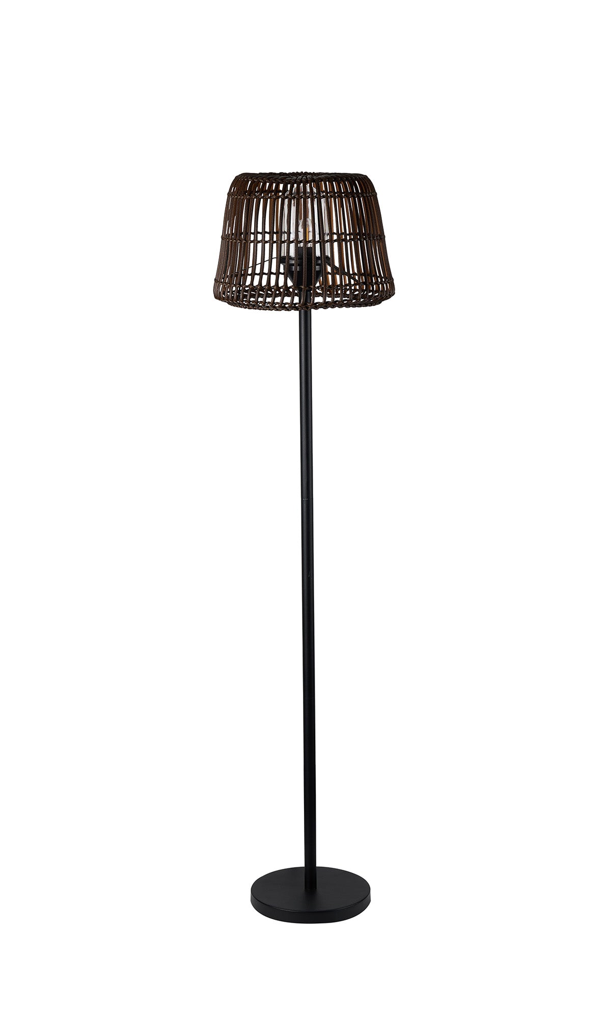 Delores Outdoor Rattan Plastic Shade Floor Lamp, 24V DC, 1 x E27