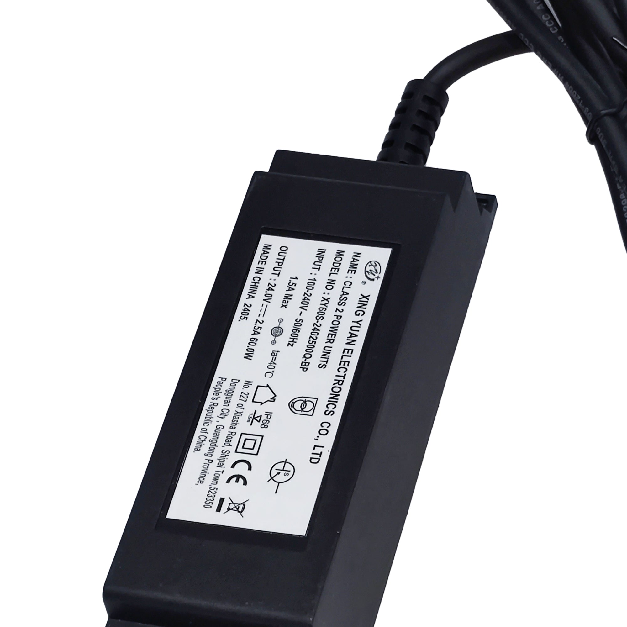 Delores IP65 24V DC 60W Plug-On-Lead, Inline LED Power Supply, c/w 1.5m Blockns Cable