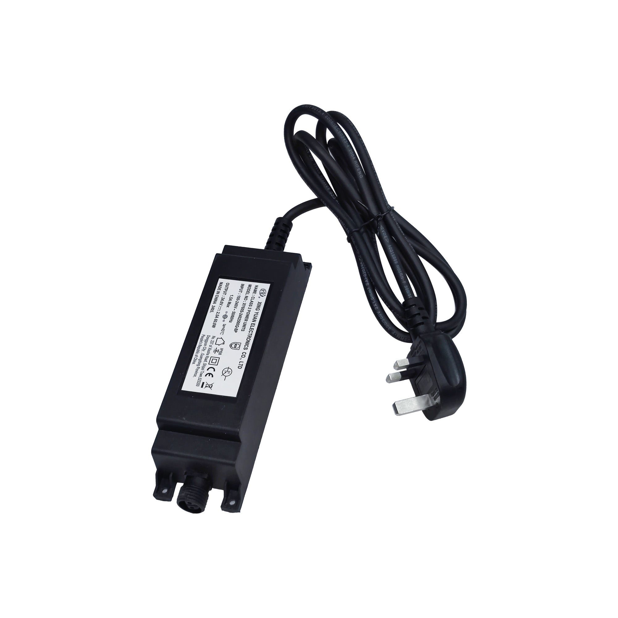 Delores 24V DC 90W Plug-On-Lead, Inline LED Power Supply, c/w 1.5m Blockns Cable, IP65, 3yrs Warranty