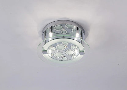 Destello Ceiling Flush Light,  Round With Circle Pattern, 4 Light G9, Polished Chrome/Crystal (Diyas IL30983)