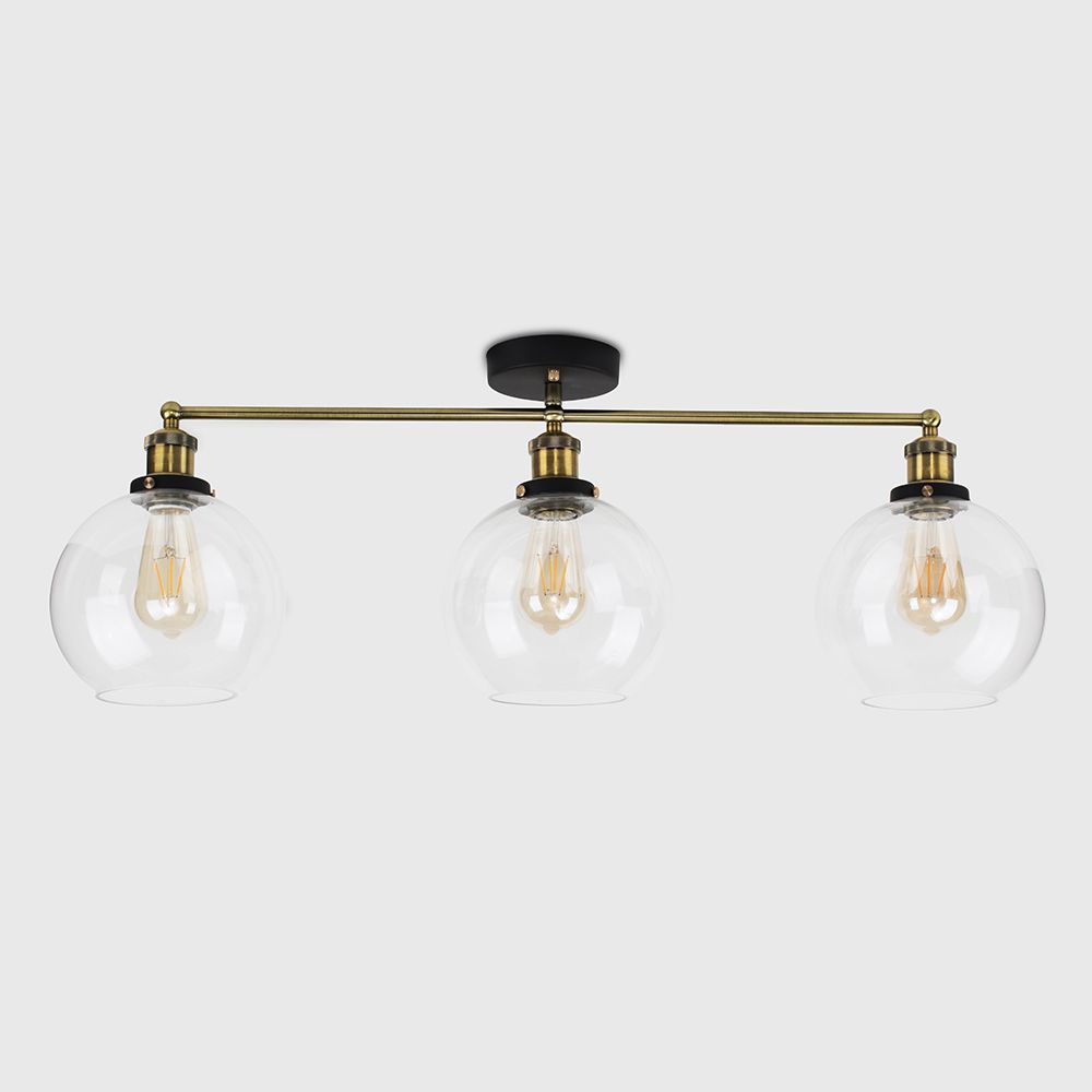 lse - Devon Steampunk Industrial 3 Light Semi Flush - Luminosity Designs Ltd