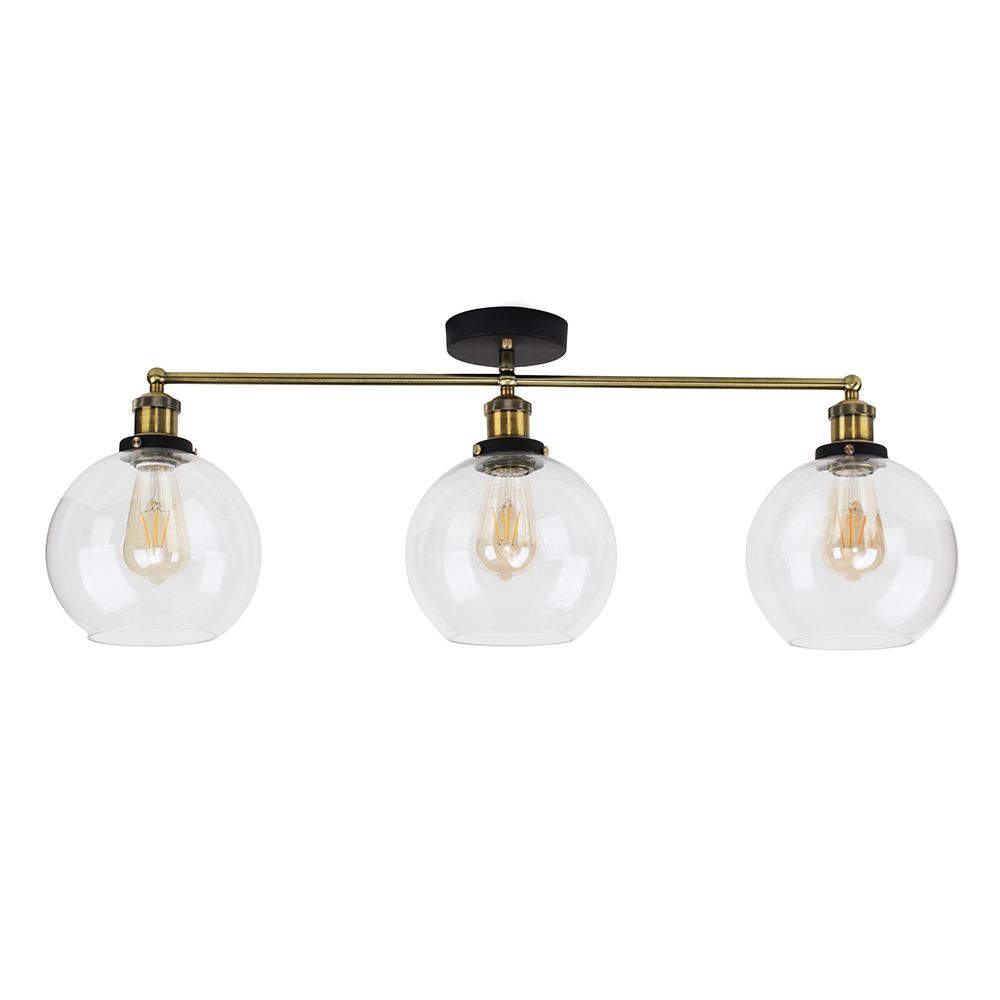 lse - Devon Steampunk Industrial 3 Light Semi Flush - Luminosity Designs Ltd