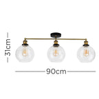 lse - Devon Steampunk Industrial 3 Light Semi Flush - Luminosity Designs Ltd
