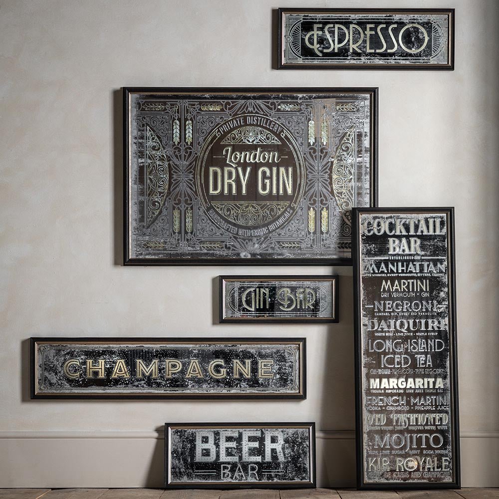 Endon - Distressed printed beer rectangle mirror - Luminosity Designs Ltd