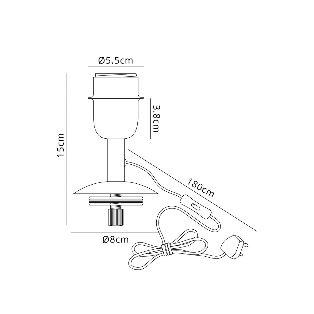 Oaks Lighting - Dome Base Table Lamp Converter Without Shade, For Various Glass, 1 Light E27 - Luminosity Designs Ltd