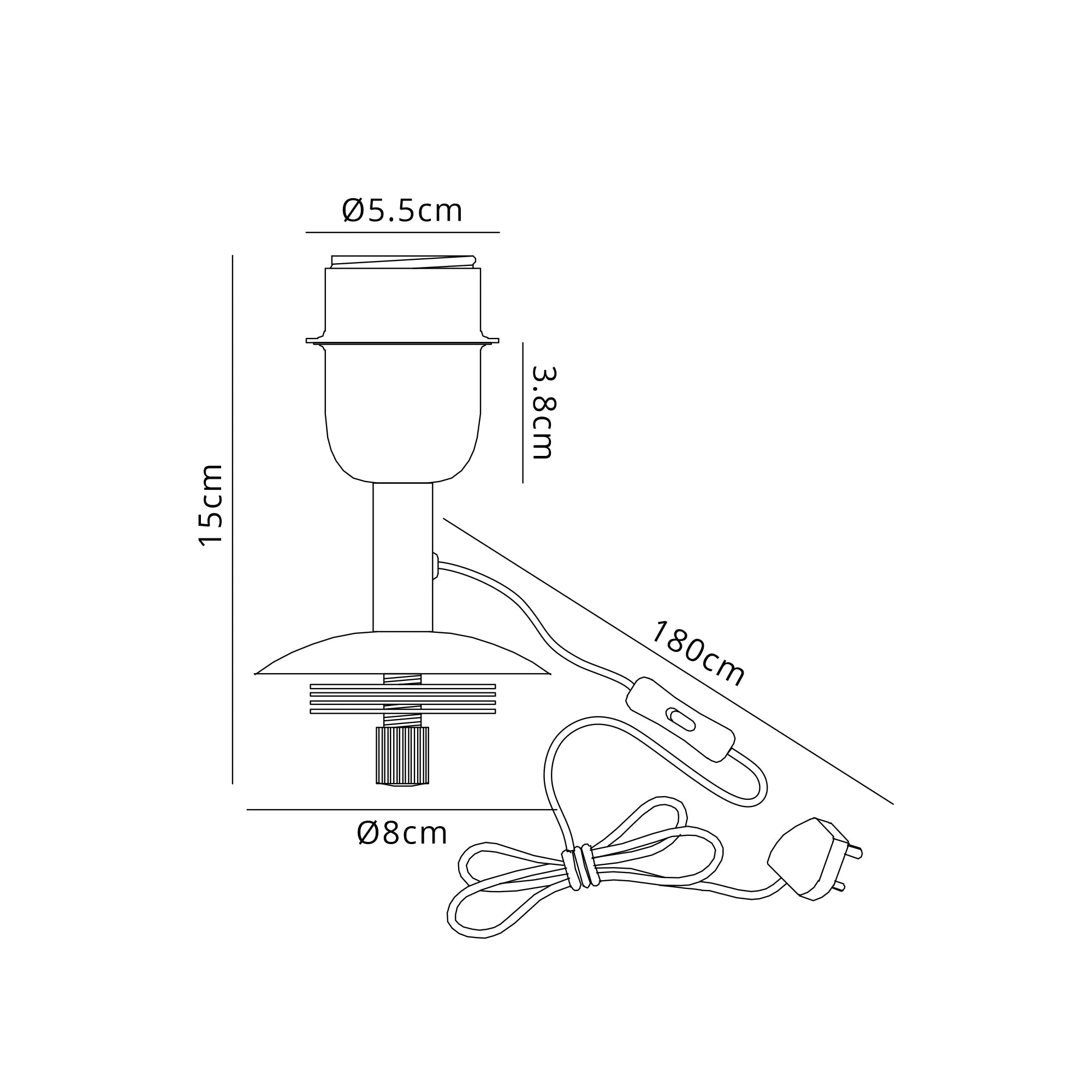 Oaks Lighting - Dome Base Table Lamp Converter Without Shade, For Various Glass, 1 Light E27 - Luminosity Designs Ltd