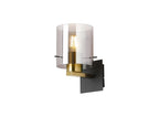 Luminosity Designs - Dragon Thin Ribbed Clear Black and Brass Single Switched Wall Lamp, 1 xE27 - Luminosity Designs Ltd