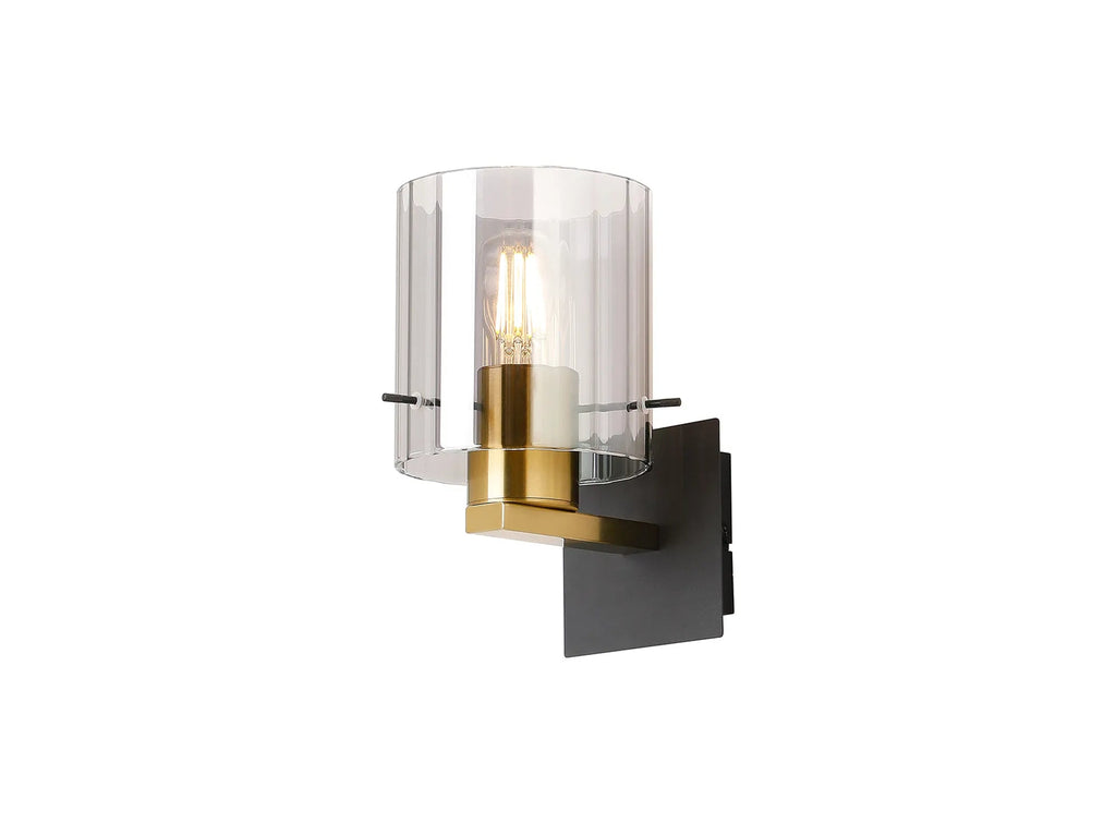 Luminosity Designs - Dragon Wide Ribbed Black and Brass Single Switched Wall Lamp, 1 xE27 - Luminosity Designs Ltd
