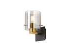 Luminosity Designs - Dragon Wide Ribbed Black and Brass Single Switched Wall Lamp, 1 xE27 - Luminosity Designs Ltd