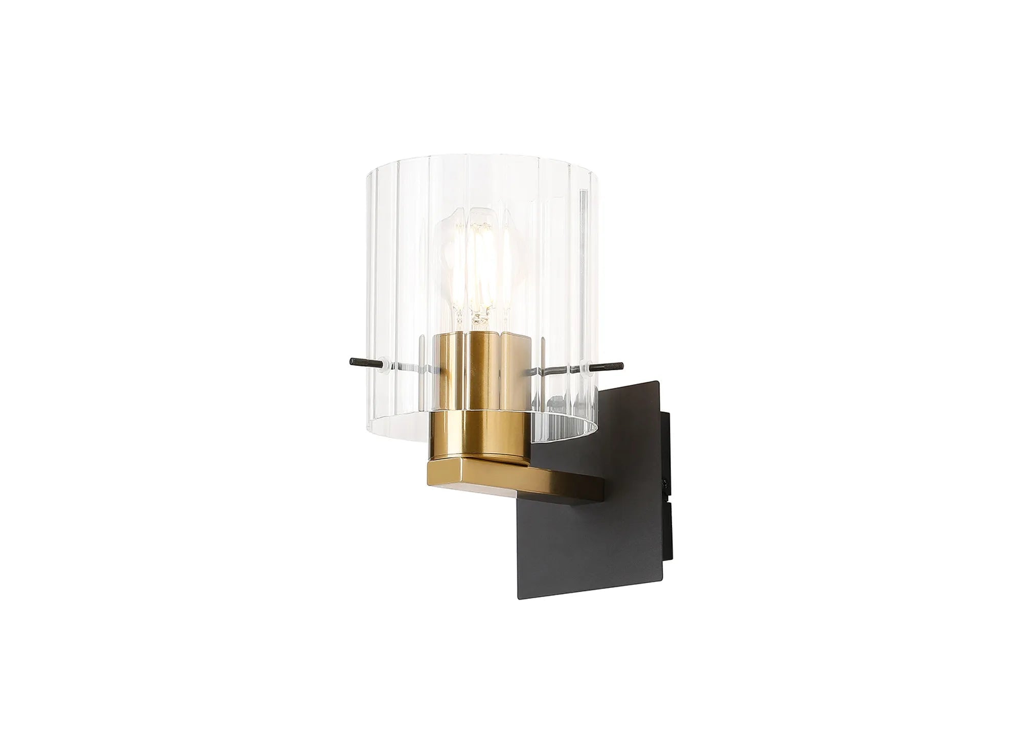 Luminosity Designs - Dragon Wide Ribbed Black and Brass Single Switched Wall Lamp, 1 xE27 - Luminosity Designs Ltd