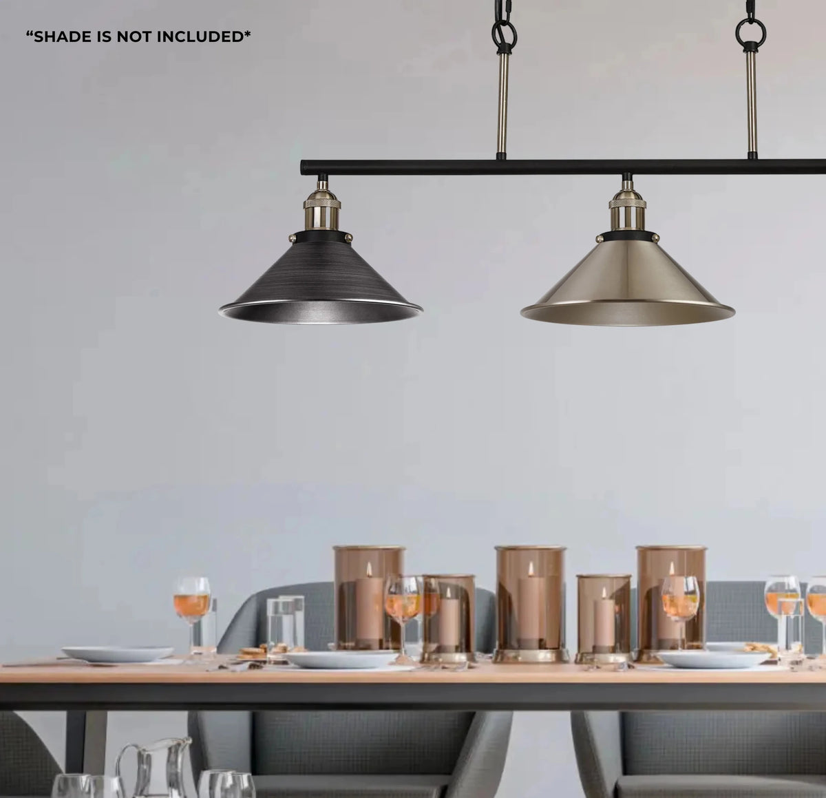 Deco - Dreifa Curved Linear Pendant (FRAME ONLY), 3 x E27 (Not inc Shades) - Luminosity Designs Ltd