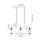 Deco - Dreifa Curved Linear Pendant (FRAME ONLY), 3 x E27 (Not inc Shades) - Luminosity Designs Ltd