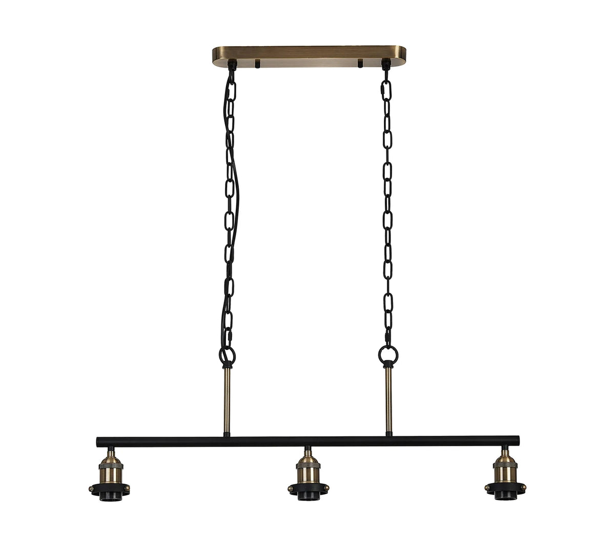 Deco - Dreifa Curved Linear Pendant (FRAME ONLY), 3 x E27 (Not inc Shades) - Luminosity Designs Ltd
