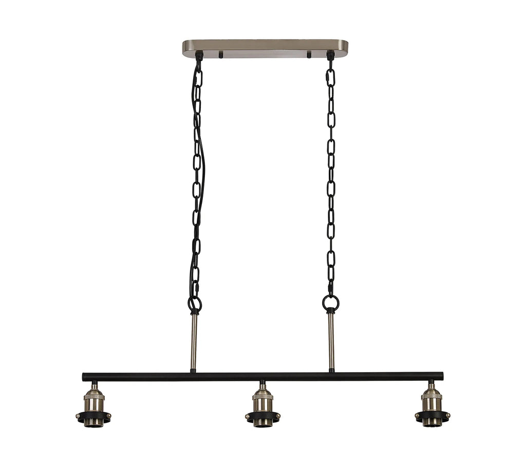 Deco - Dreifa Curved Linear Pendant (FRAME ONLY), 3 x E27 (Not inc Shades) - Luminosity Designs Ltd