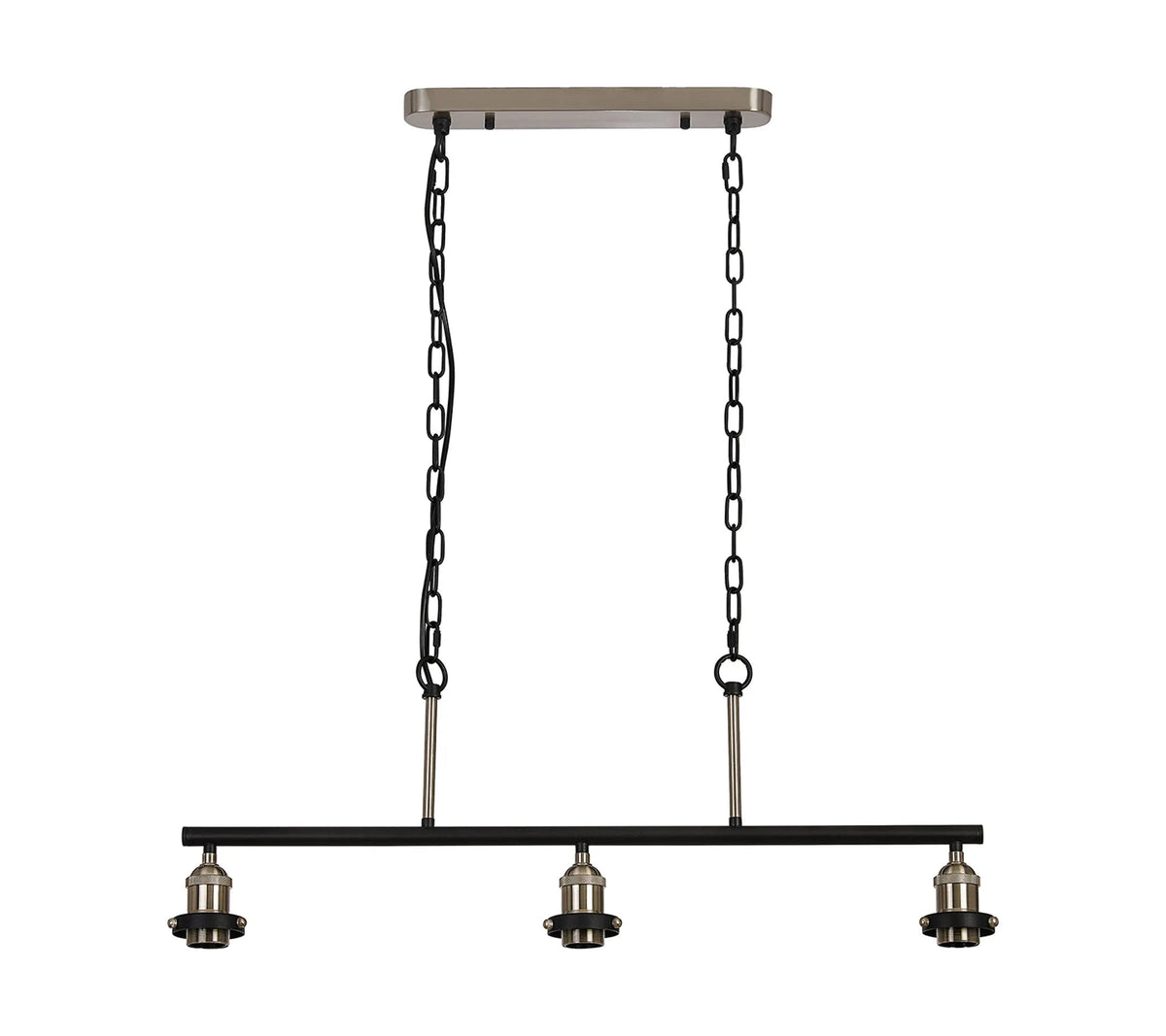 Deco - Dreifa Curved Linear Pendant (FRAME ONLY), 3 x E27 (Not inc Shades) - Luminosity Designs Ltd