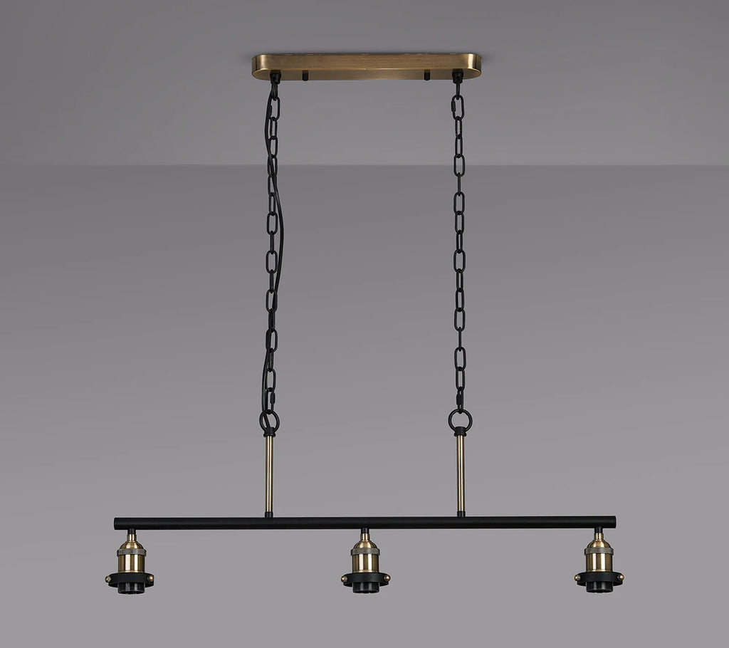 Dreifa Curved Linear Pendant (FRAME ONLY), 3 x E27 (Not inc Shades)