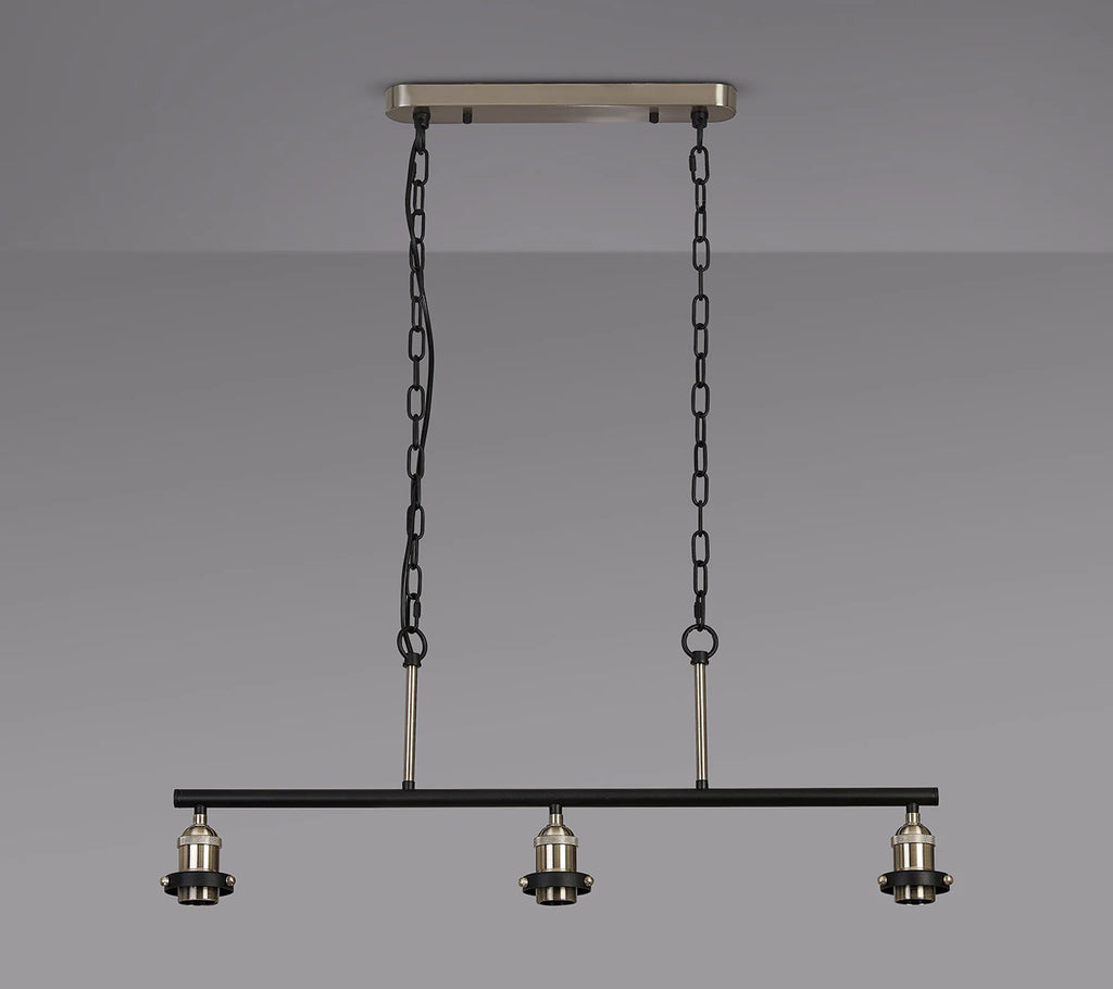 Dreifa Curved Linear Pendant (FRAME ONLY), 3 x E27 (Not inc Shades)