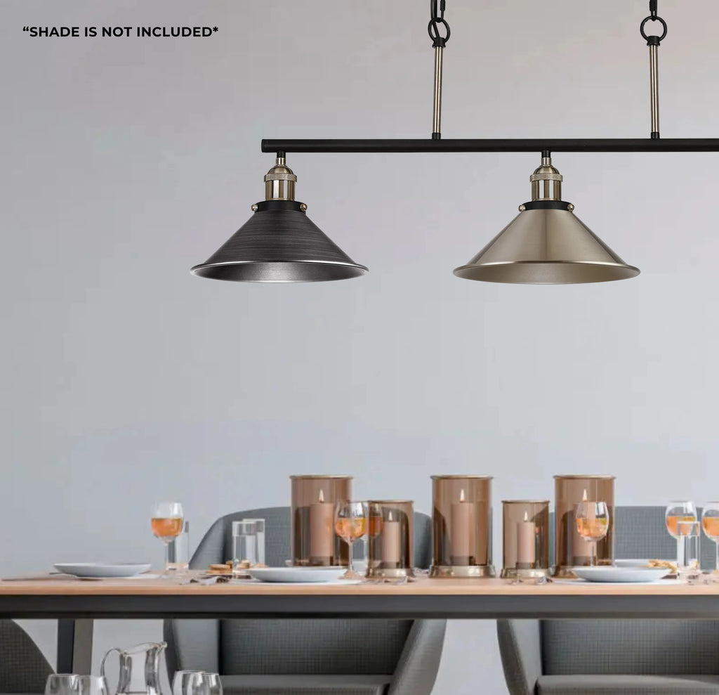 Dreifa Curved Linear Pendant (FRAME ONLY), 3 x E27 (Not inc Shades)