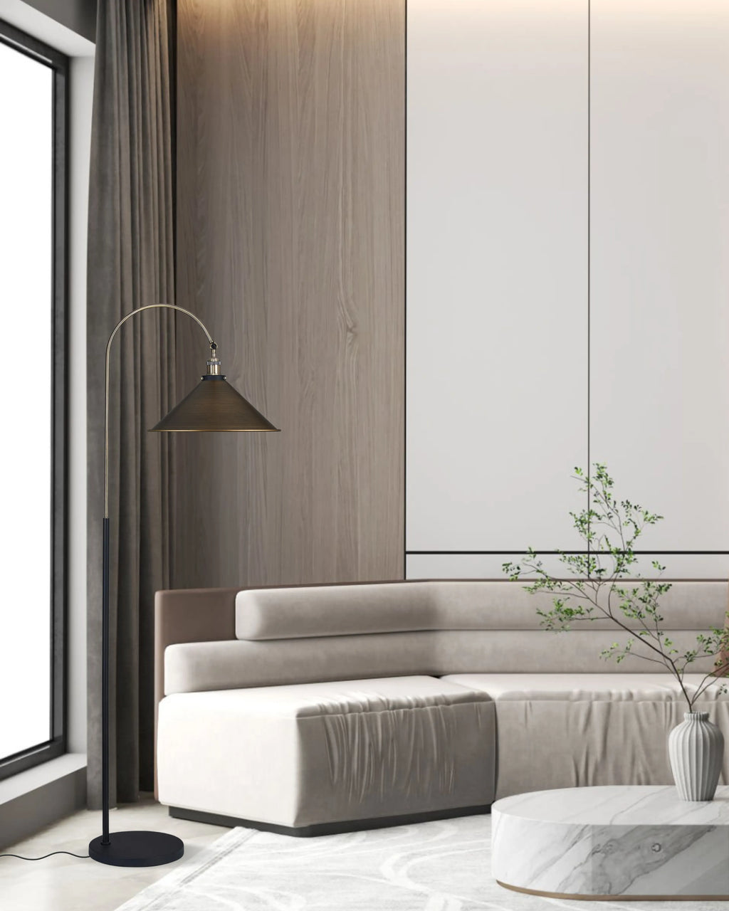 Dreifa Curved Over Arm Floor Lamp Without Shade, 1 x E27 (Not inc Shade)