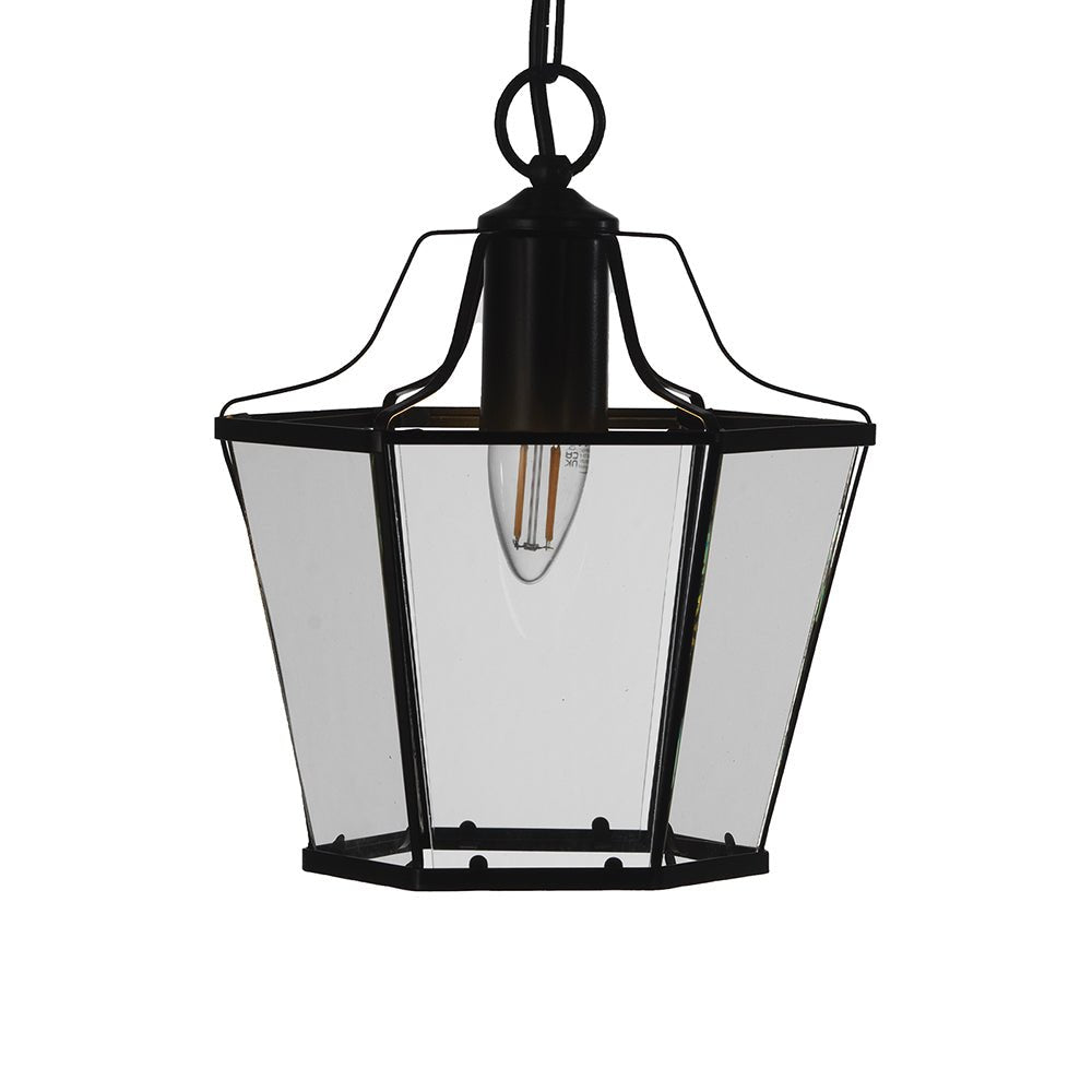 Oaks Lighting - Dulverton Traditional Lantern Pendant with Glass Sides, 1x E27 (Oaks 1044) - Luminosity Designs Ltd