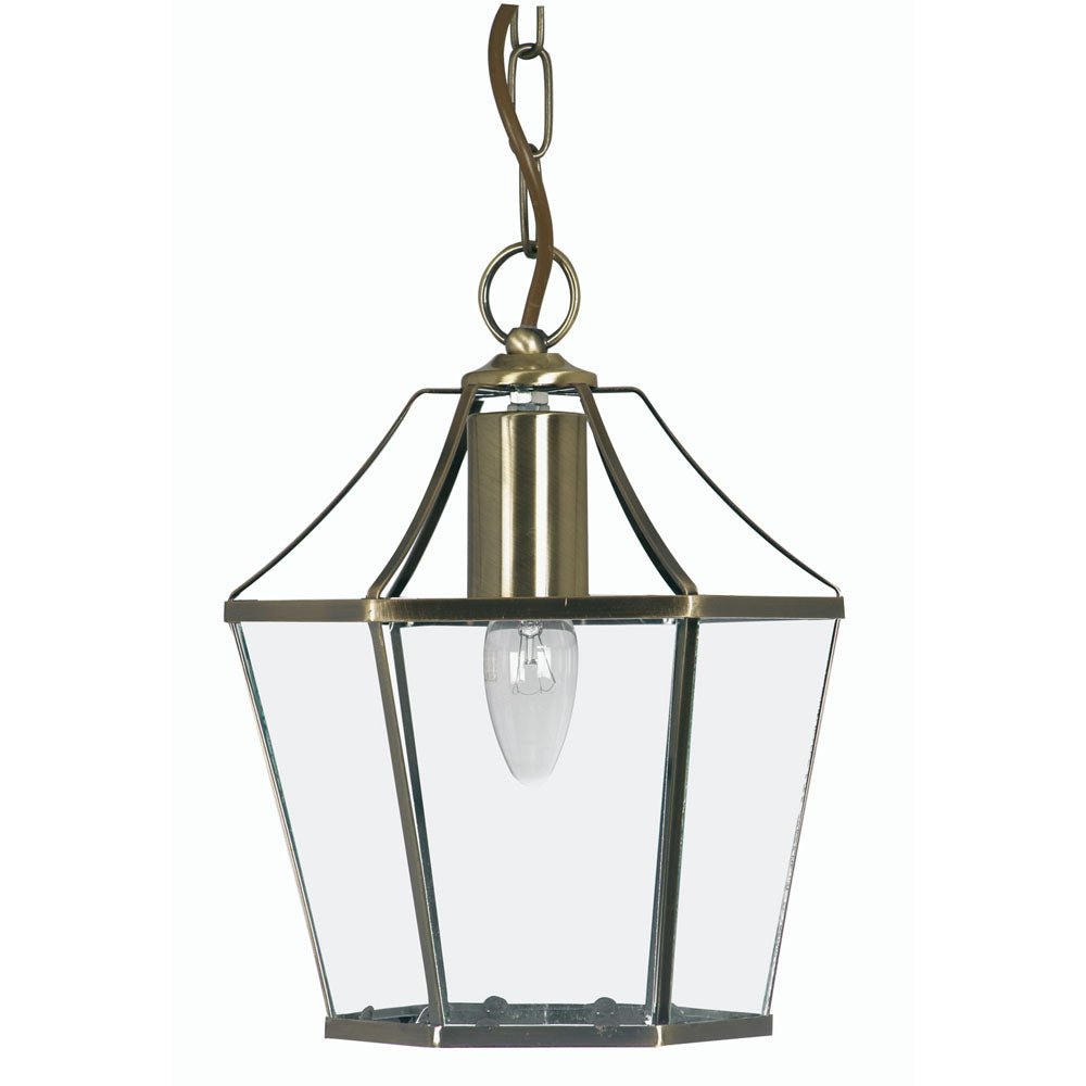 Oaks Lighting - Dulverton Traditional Lantern Pendant with Glass Sides, 1x E27 (Oaks 1044) - Luminosity Designs Ltd