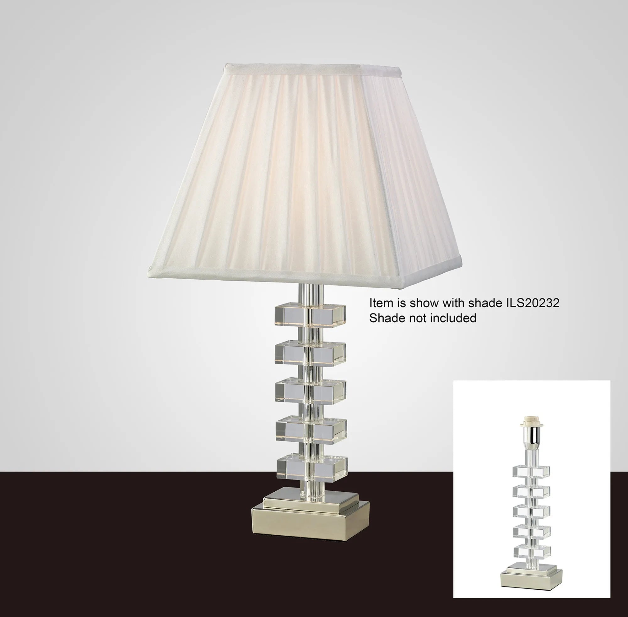 Diyas - Dusit Crystal Table Lamp, WITHOUT SHADE, 1 Light E14, Silver Finish (DIYAS IL11005) - Luminosity Designs Ltd
