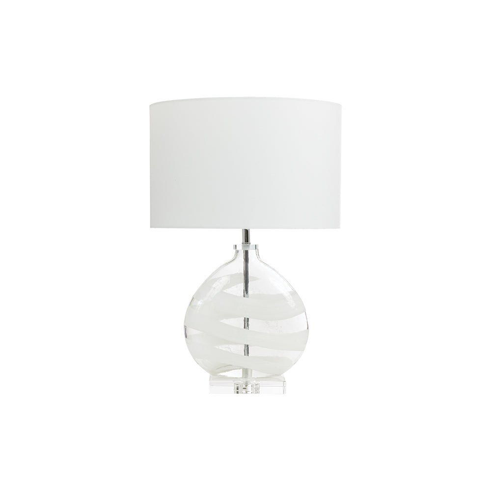 Oaks Lighting - Edmunton Artisan Clear Glass Table Lamp Complete With Shade, 1x E27 - Luminosity Designs Ltd