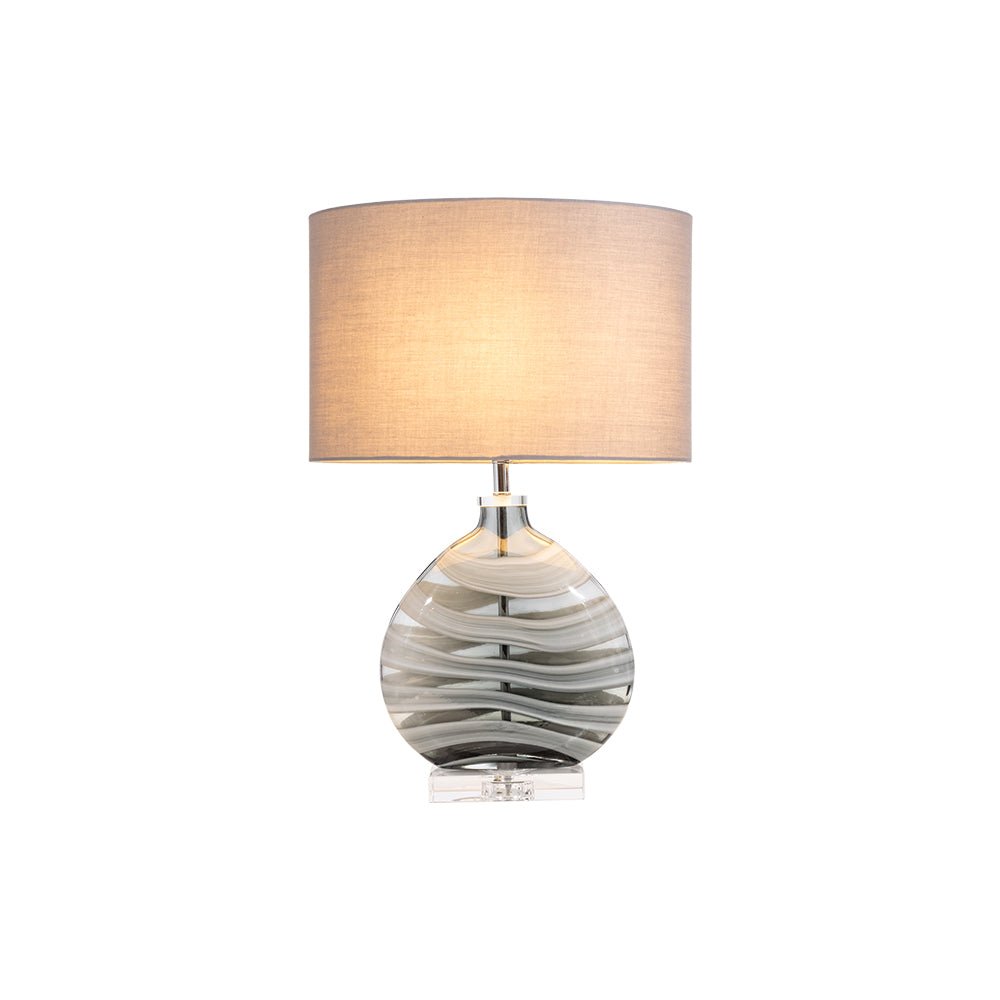 Oaks Lighting - Edmunton Artisan Grey Glass Table Lamp Complete With Shade, 1x E27 - Luminosity Designs Ltd