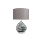 Oaks Lighting - Edmunton Artisan Grey Glass Table Lamp Complete With Shade, 1x E27 - Luminosity Designs Ltd