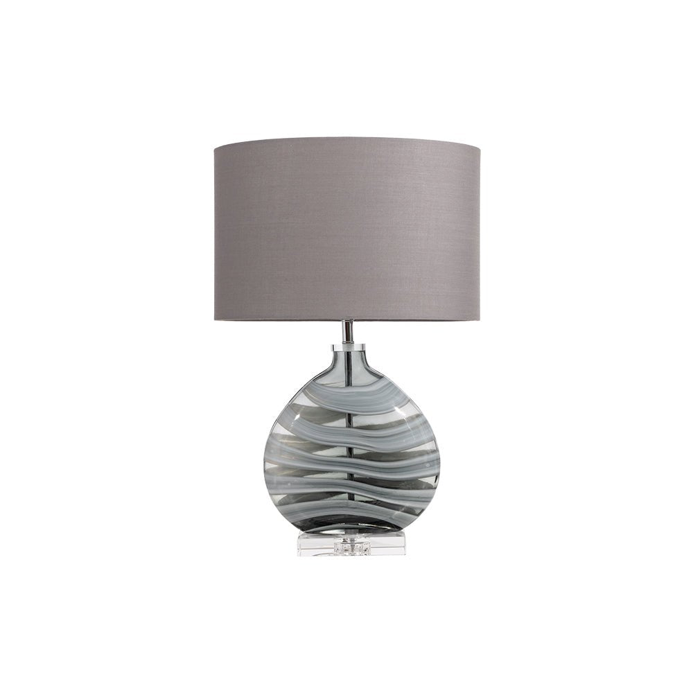 Oaks Lighting - Edmunton Artisan Grey Glass Table Lamp Complete With Shade, 1x E27 - Luminosity Designs Ltd