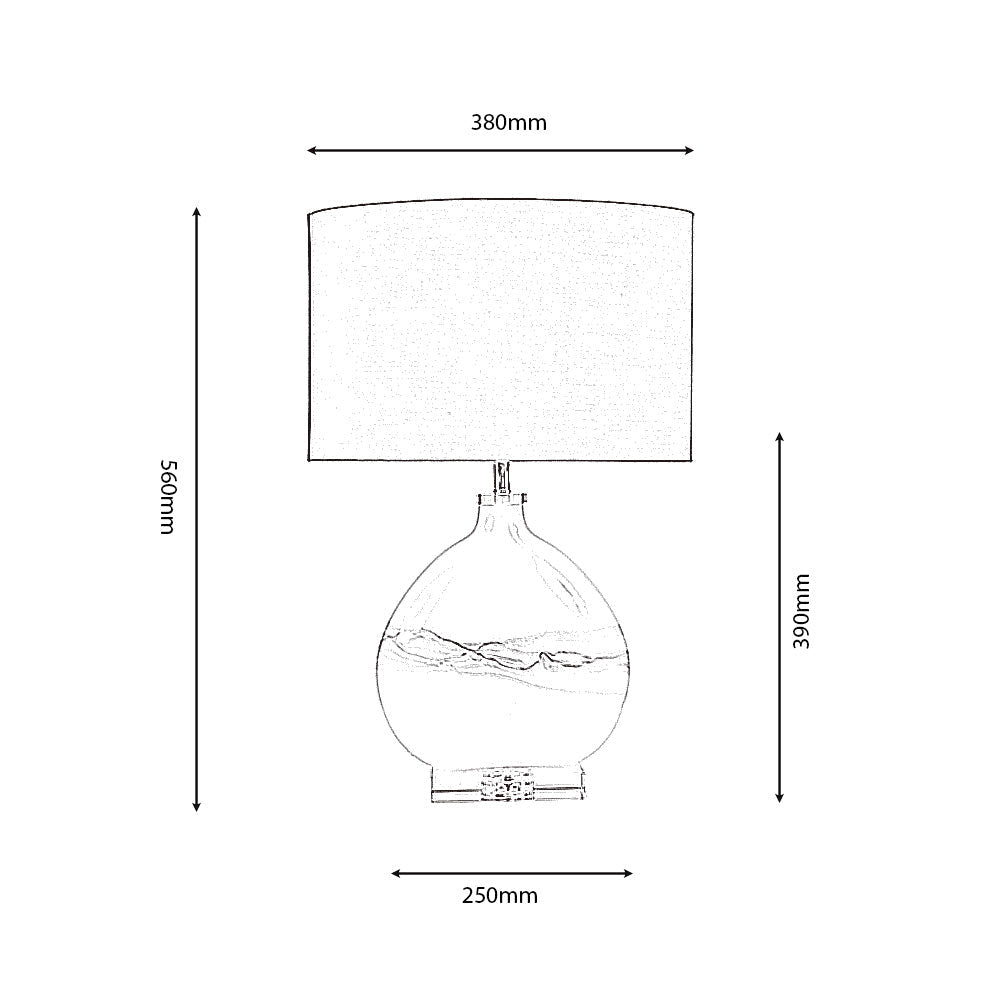 Oaks Lighting - Edmunton Artisan Marbled Glass Table Lamp Complete With Shade, 1x E27 - Luminosity Designs Ltd