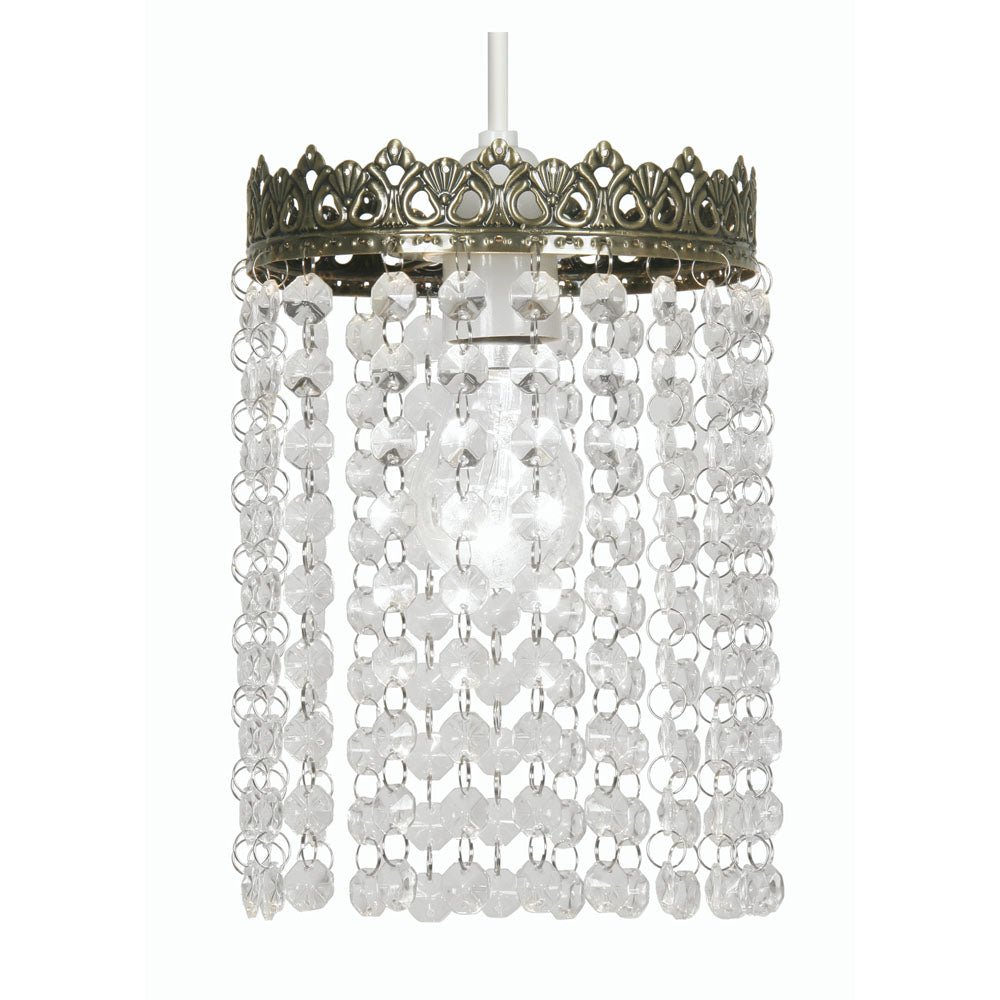 Oaks Lighting - Ekon Beaded Glass Pendant Shade with Scrolled Metalwork (Oaks 172) - Luminosity Designs Ltd