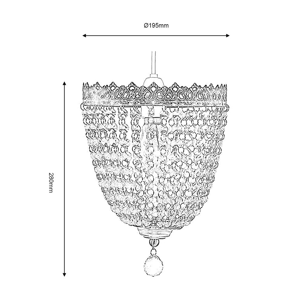 Oaks Lighting - Ekon Conical Gathered Beaded Glass Pendant Shade with Scrolled Metalwork (Oaks 178) - Luminosity Designs Ltd