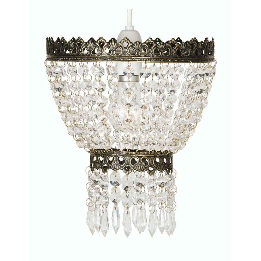 Oaks Lighting - Ekon Gathered Beaded Glass Pendant Shade with Scrolled Metalwork (Oaks 175) - Luminosity Designs Ltd