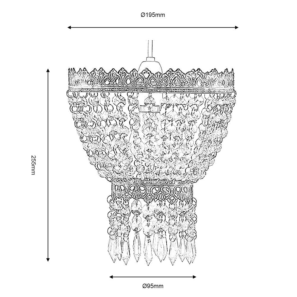 Oaks Lighting - Ekon Gathered Beaded Glass Pendant Shade with Scrolled Metalwork (Oaks 175) - Luminosity Designs Ltd