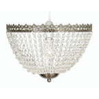 Oaks Lighting - Ekon Large Gathered Beaded Glass Pendant Shade with Scrolled Metalwork (Oaks 181) - Luminosity Designs Ltd