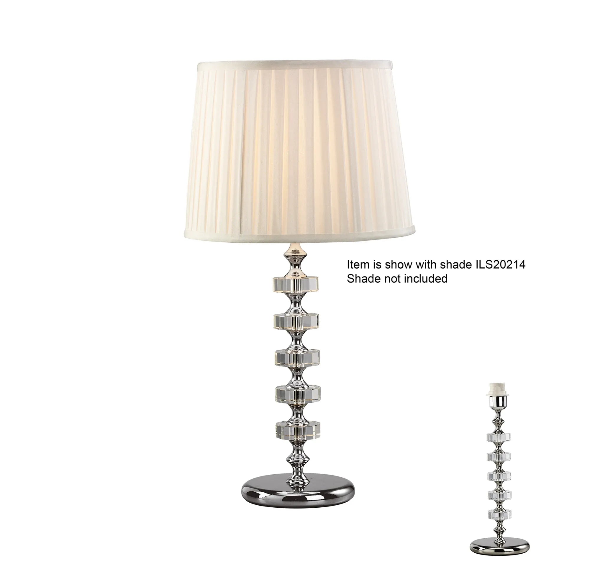 Diyas - Elenor Crystal Table Lamp, WITHOUT SHADE, 1 Light E27, Silver Finish (Diyas IL11023) - Luminosity Designs Ltd