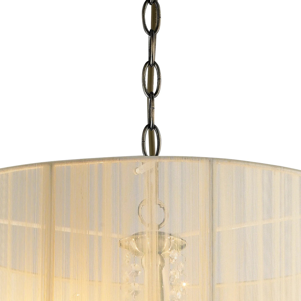 Ella Chandelier Pendant With Silk String Shade, 8 Light E14, Metal/Crystal (Diyas IL30069 / IL30068)