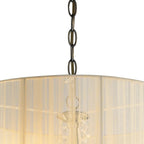 Ella Chandelier Pendant With Silk String Shade, 8 Light E14, Metal/Crystal (Diyas IL30069 / IL30068)