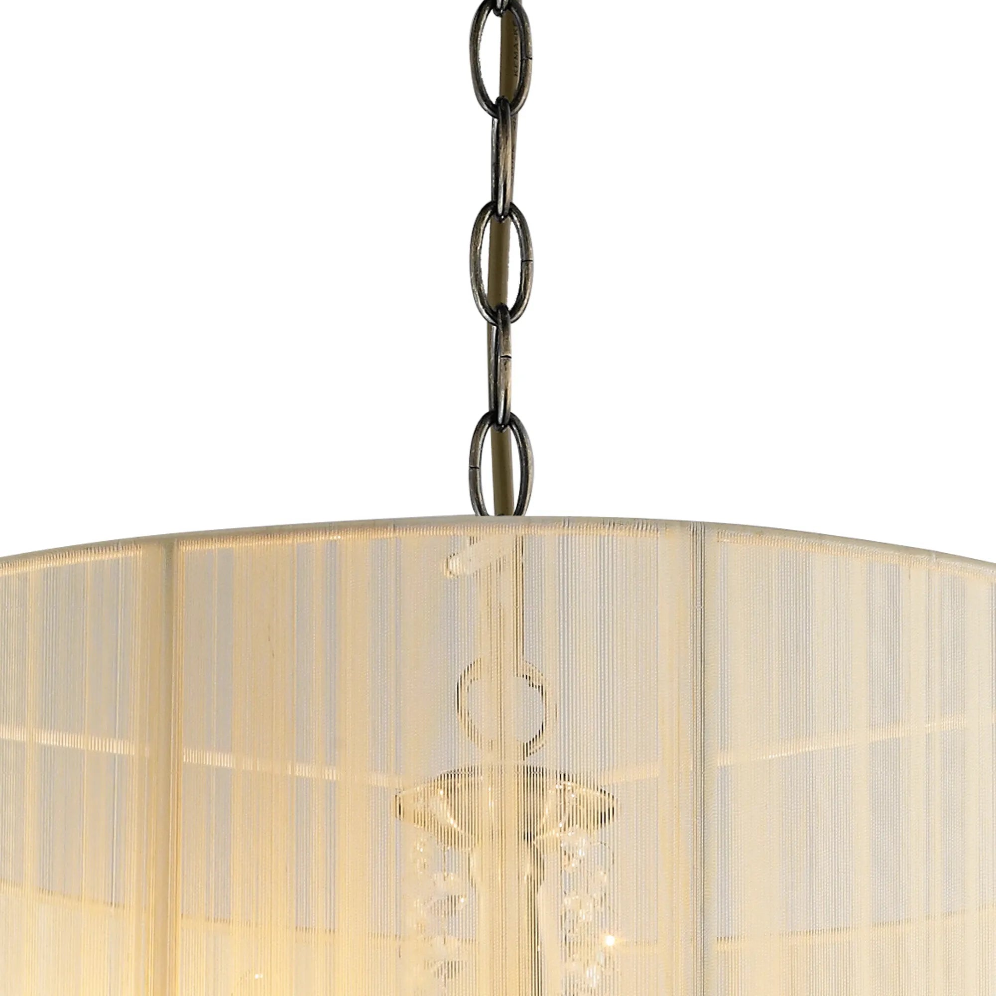Ella Chandelier Pendant With Silk String Shade, 8 Light E14, Metal/Crystal (Diyas IL30069 / IL30068)