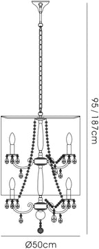 Ella Chandelier Pendant With Silk String Shade, 8 Light E14, Metal/Crystal (Diyas IL30069 / IL30068)