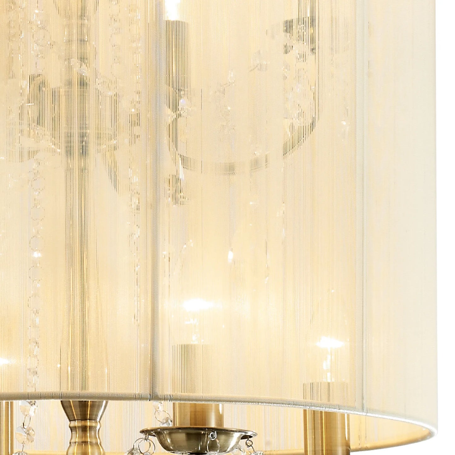 Ella Chandelier Pendant With Silk String Shade, 8 Light E14, Metal/Crystal (Diyas IL30069 / IL30068)