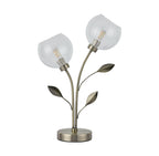 Deco - Elm 2 Light Table Lamp With Leaf Styled Stems and Ridged Style Clear Glass Shades - Luminosity Designs Ltd